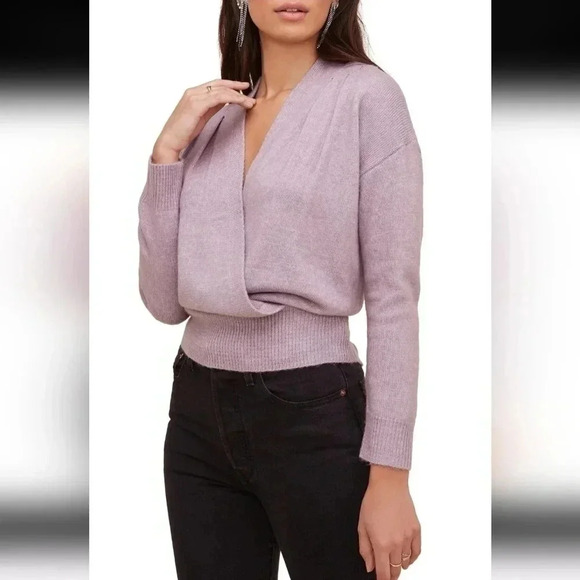 Astr Sweaters - Women's ASTR the Label Lilac Pleated Wrap SWEATER Size XS